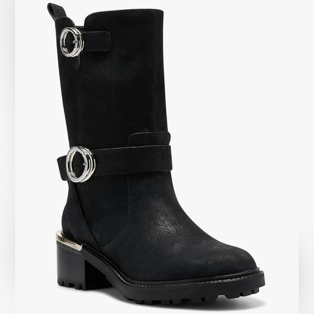 Vince Camuto Black Ladies Boots With Gold Accents